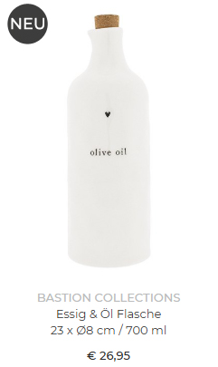  Essig-/Öl Flasche 23xØ8 v. Bastion Collections 