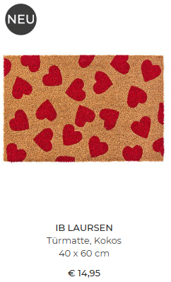  Türmatte, rote Herzen, 40x60 von Ib Laursen 