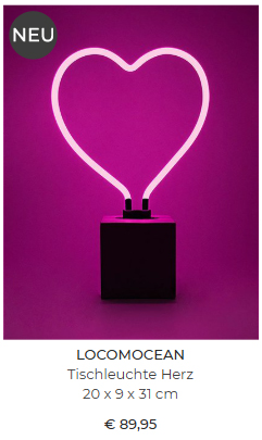  Neon Tischleuchte Herz von Locomocean 