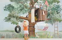 Baumhausmotiv als Wandgestaltung im Kinderzimmer von Mimi Lou