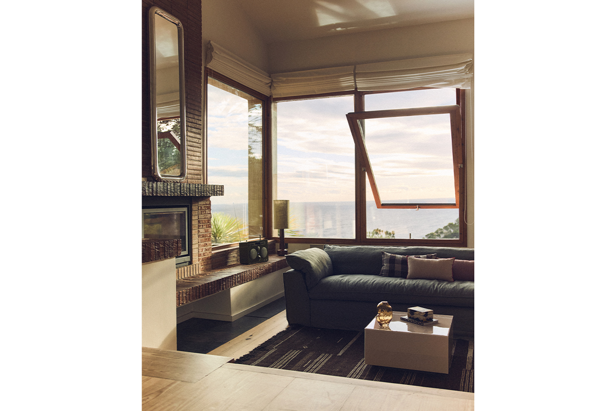 Wohnlandschaft in grün im Wohnzimmer