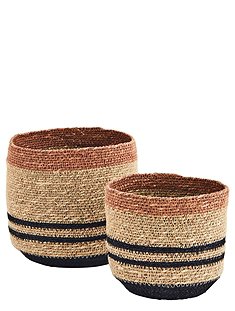 2er Set Körbe, Seegras 16xØ16/20xØ20 cm von MADAM STOLTZ