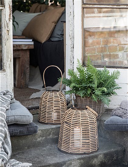 Windlicht, Rattan25 x 23 / 32 x 30 cm von IB LAURSEN