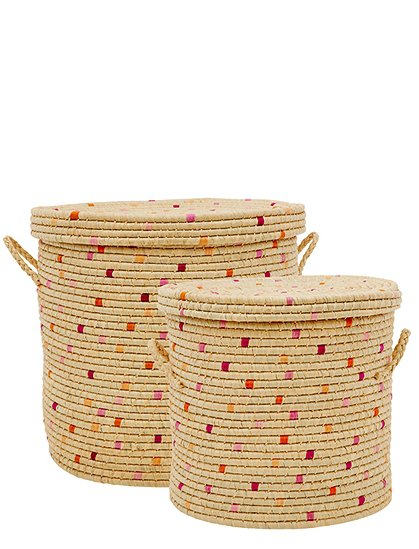 2er Set Raffia Körbe35xØ26 / 40xØ42 cm von RICE