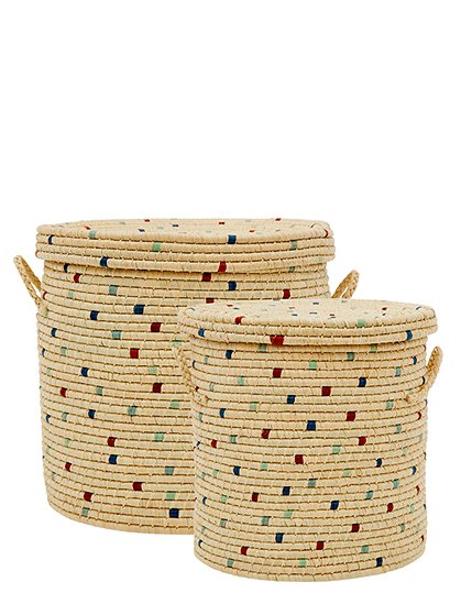 2er Set Raffia Körbe35xØ26 / 40xØ42 cm von RICE
