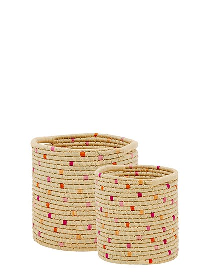 2er Set Raffia Körbe24xØ26 / 24xØ20 cm von RICE