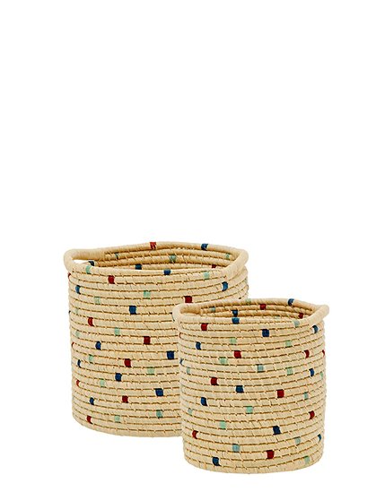 2er Set Raffia Körbe24xØ26 / 24xØ20 cm von RICE