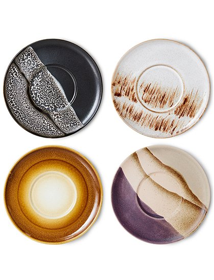 4er Set Untertassen 70s je 0,5 x Ø13 cm von HKLIVING