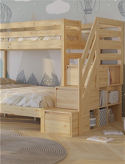 Etagenbett mit Stauraum159 x 147,6 x 2254 cm