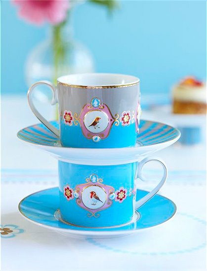Tasse Love Bird blau / khaki von PiP Studio 1