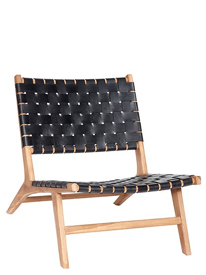 Loungesessel, schwarzes Leder 1