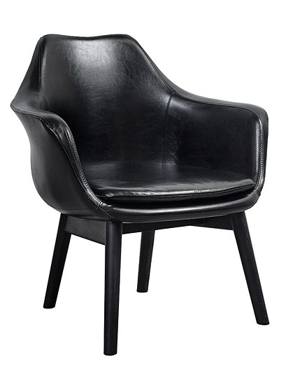 Stuhl Retro, Leder, schwarz 1