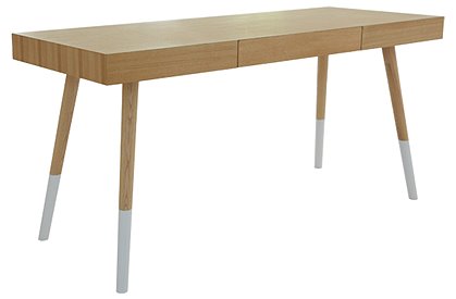 Bürotisch, Eiche, weiße Füße 1