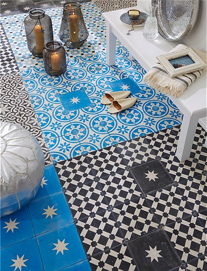Zementfliese mehrfarbig Ornamente 2