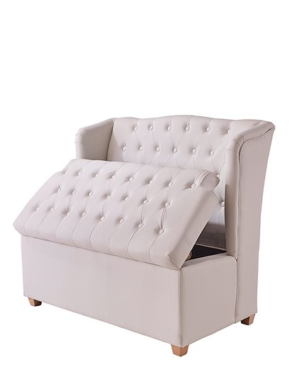 Lagerverkauf  Sofa m. Staufach, weiß 1