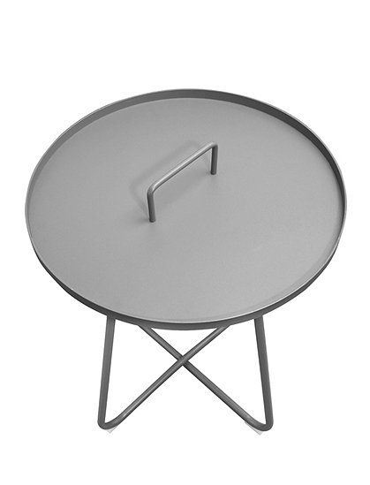 Grauer, runder Beistelltisch mit Griff aus Aluminium &#9733; Kundenbewertung "Sehr gut" &#9733; 10&euro; Rabatt für Neukunden &#9733; Günstig bei car-Moebel.de