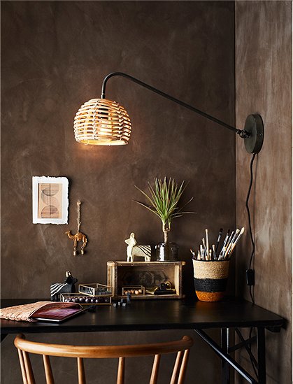 Wandlampe aus Bambus von MADAM STOLTZ &#9733; Kundenbewertung "Sehr gut" &#9733; 10&euro; Rabatt für Neukunden &#9733; Schnell verschickt &#9733; Günstig bei car-Moebel.de