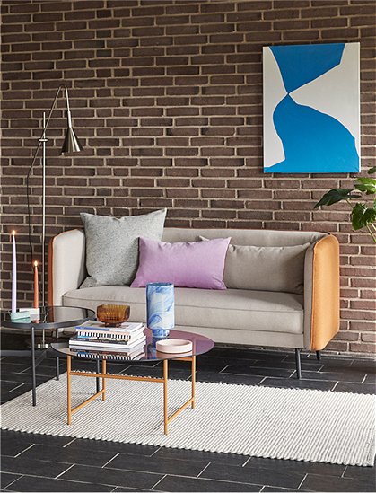 Sofa in beige und orange von HÜBSCH Interior &#9733; Kundenbewertung "Sehr gut" &#9733; 10&euro; Rabatt für Neukunden &#9733; Schnell verschickt &#9733; Günstig bei car-Moebel.de
