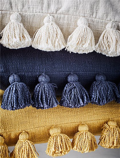 Kissenbezug Baumwolle mit Quasten von MADAM STOLTZ  &#9733; Kundenbewertung "Sehr gut" &#9733; 10&euro; Rabatt für Neukunden &#9733; Jetzt günstig kaufen bei car-Moebel.de