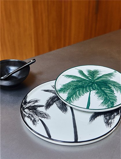 Teller mit Palmen bold & basic von HKliving &#9733; Kundenbewertung "Sehr gut" &#9733; 10&euro; Rabatt für Neukunden &#9733; Schnell verschickt &#9733; Jetzt bei car-Moebel.de