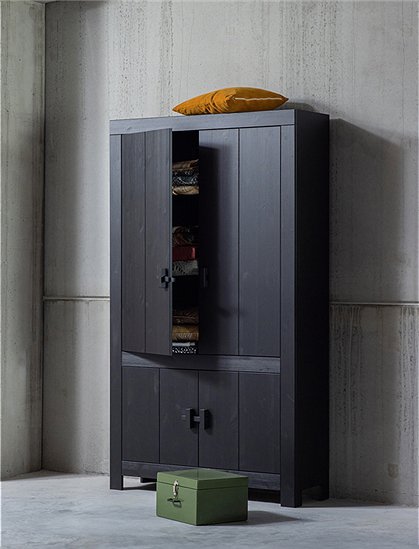 Schrank Benson, schwarz aus Holz v. Woood &#9733; Kundenbewertung "Sehr gut" &#9733; 10&euro; Rabatt für Neukunden &#9733; Schnell verschickt &#9733; Günstig bei car-Moebel.de