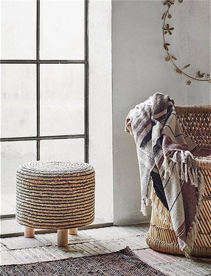 Hocker Jute von Madam Stoltz  &#9733; Kundenbewertung "Sehr gut" &#9733; 10&euro; Rabatt für Neukunden &#9733; Schnell verschickt &#9733; Jetzt günstig kaufen bei car-Moebel.de