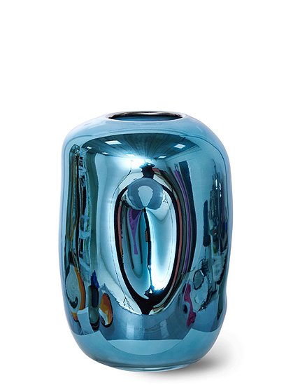 Design Vase, Chrom blau aus Glas von HKliving &#9733; Kundenbewertung "Sehr gut" &#9733; 10&euro; Rabatt für Neukunden &#9733; Schnell verschickt &#9733; Günstig bei car-Moebel.de