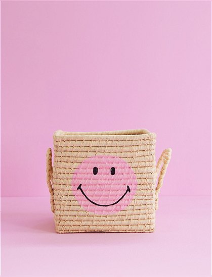 Bastkorb, rosa Smiley von rice &#9733; Kundenbewertung "Sehr gut" &#9733; 10&euro; Rabatt für Neukunden &#9733; Schnell verschickt &#9733; Jetzt günstig kaufen bei car-Moebel.de