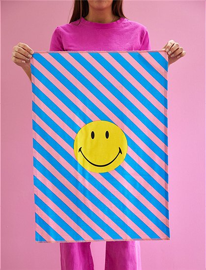 Geschirrtuch 70x50 cm aus Baumwolle mit Smiley von rice &#9733; Kundenbewertung "Sehr gut" &#9733; 10&euro; Rabatt für Neukunden &#9733; Jetzt günstig kaufen bei car-Moebel.de