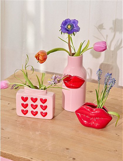 rosa Vase mit roten Herzen von rice &#9733; Kundenbewertung "Sehr gut" &#9733; 10&euro; Rabatt für Neukunden &#9733; Schnell verschickt &#9733; Jetzt kaufen bei car-Moebel.de