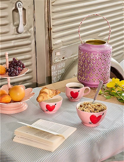 rosa Keramik Bowl mit rotem Herz von rice &#9733; Kundenbewertung "Sehr gut" &#9733; 12&percnt; Rabatt für Neukunden &#9733; Schnell verschickt &#9733; jetzt bei car-Moebel.de