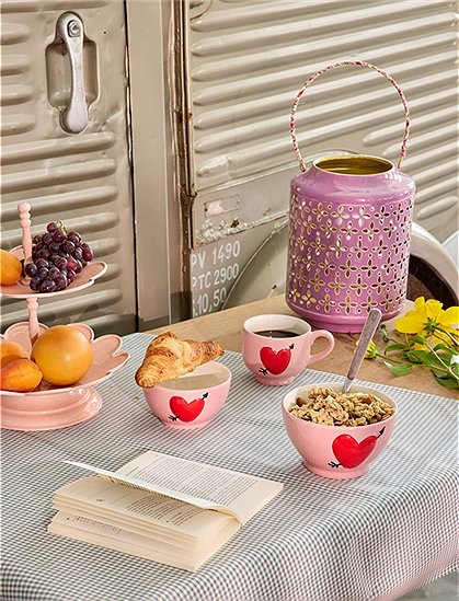 rosa Keramik Bowl mit rotem Herz von rice &#9733; Kundenbewertung "Sehr gut" &#9733; 12&percnt; Rabatt für Neukunden &#9733; Schnell verschickt &#9733; jetzt bei car-Moebel.de