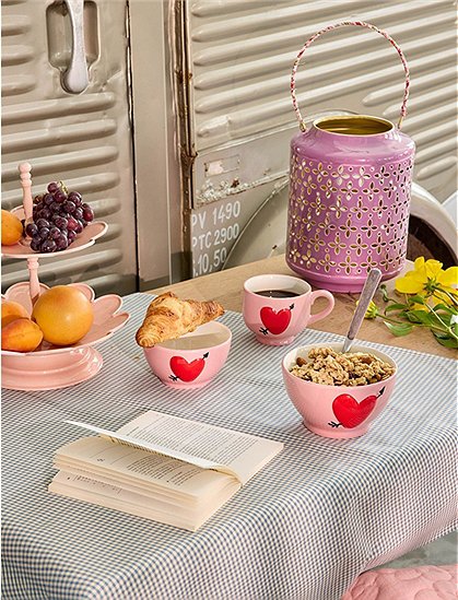 rosa Keramik Tasse mit rotem Herz von rice &#9733; Kundenbewertung "Sehr gut" &#9733; 12&percnt; Rabatt für Neukunden &#9733; Schnell verschickt &#9733; jetzt bei car-Moebel.de