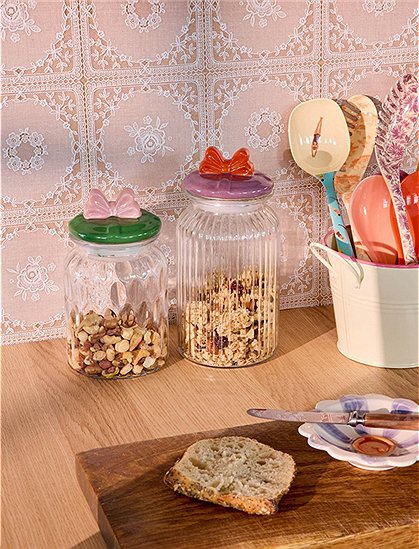 Glasgefäß mit Keramikdeckel Schleife von rice &#9733; Kundenbewertung "Sehr gut" &#9733; 12&percnt; Rabatt für Neukunden &#9733; Schnell verschickt &#9733; Jetzt bei car-Moebel.de