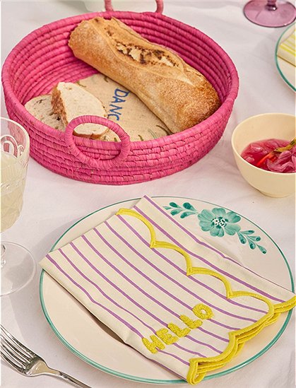 Stoffserviette 45x45, Streifen/Wellen von rice &#9733; Kundenbewertung "Sehr gut" &#9733; 12&percnt; Rabatt für Neukunden &#9733; Schnell verschickt &#9733; jetzt bei car-Moebel.de