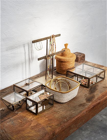 Glasbox mit Messingblatt von Madam Stoltz ★ Kundenbewertung "Sehr gut" ★ 12&percnt; Neukundenrabatt ★ Schnell verschickt ★ Günstig bei car-Moebel.de