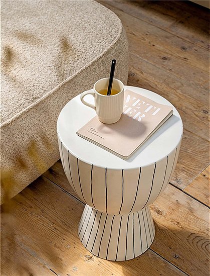 Beistelltisch, Metall, blau-weiß Streifen von vtwonen ★ Kundenbewertung "Sehr gut" ★ 12&percnt; Rabatt für Neukunden ★ Schnell verschickt ★ car-Moebel.de