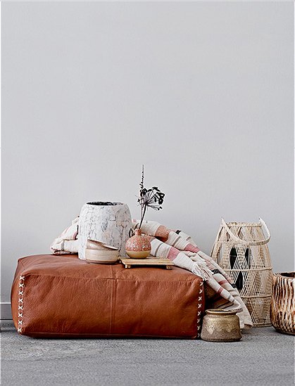 Pouf Leder von Bloomingville &#9733; Kundenbewertung "Sehr gut" &#9733; 10&euro; Rabatt für Neukunden &#9733; Schnell verschickt &#9733; Günstig bei car-Moebel.de