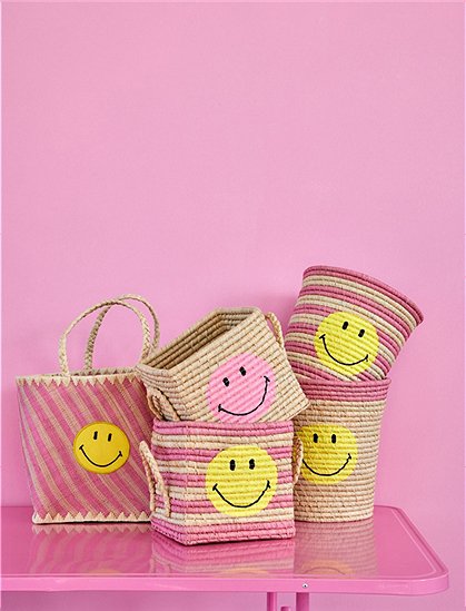 Bastkorb, rosa Smiley von rice &#9733; Kundenbewertung "Sehr gut" &#9733; 10&euro; Rabatt für Neukunden &#9733; Schnell verschickt &#9733; Jetzt günstig kaufen bei car-Moebel.de