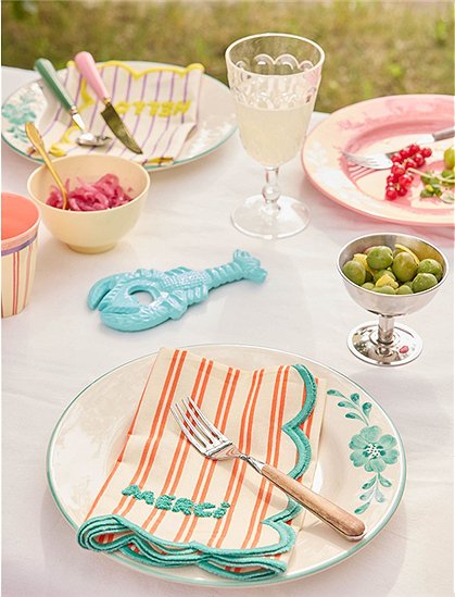 Stoffserviette 45x45, Streifen/Wellen von rice &#9733; Kundenbewertung "Sehr gut" &#9733; 12&percnt; Rabatt für Neukunden &#9733; Schnell verschickt &#9733; jetzt bei car-Moebel.de