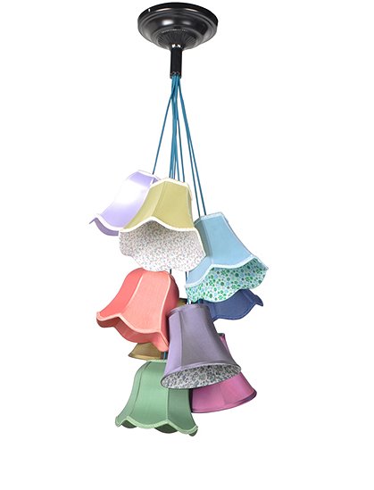 Hängelampe 9 bunte Schirme 1