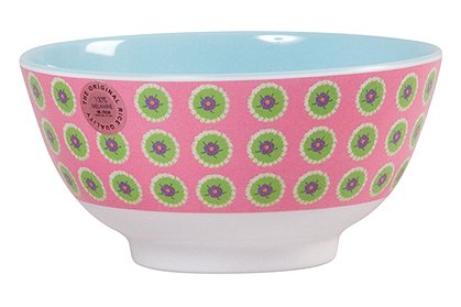 Melaminbowl, rosa, runde Blumen 1