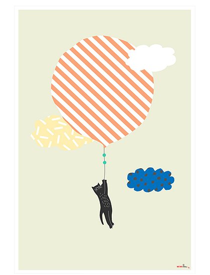 Poster Katze mit Luftballon von MIMI'lou 1