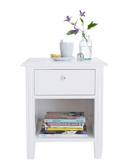 Landhausstil! Nachttisch aus Holz weiß lackiert &#9733; Kundenbewertung "Sehr gut" &#9733; 10&euro; Rabatt für Neukunden &#9733; Jetzt günstig kaufen bei car-Moebel.de