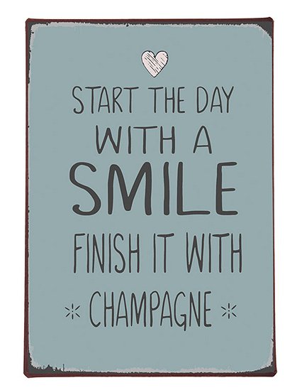 Metallschild Start the day with a smile &#9733; Kundenbewertung "Sehr gut" &#9733; 10&euro; Rabatt für Neukunden &#9733; Schnell verschickt &#9733; Günstig bei car-Moebel.de