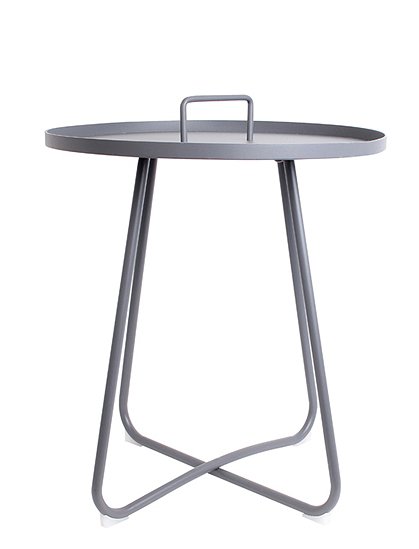 Grauer, runder Beistelltisch mit Griff aus Aluminium &#9733; Kundenbewertung "Sehr gut" &#9733; 10&euro; Rabatt für Neukunden &#9733; Günstig bei car-Moebel.de