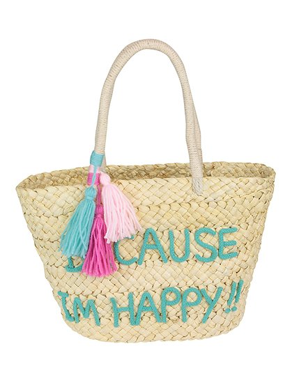 Bunte Strandtasche "because i am happy" &#9733; Kundenbewertung "Sehr gut" &#9733; 10&euro; Rabatt für Neukunden &#9733; Jetzt günstig kaufen bei car-Moebel.de
