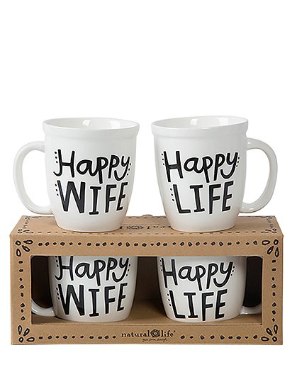 Tassen Set Happy Wife/ Life von NOÏ  &#9733; Kundenbewertung "Sehr gut" &#9733; 10&euro; Neukundenrabatt &#9733; Schnell verschickt &#9733; Günstig bei car-Moebel.de