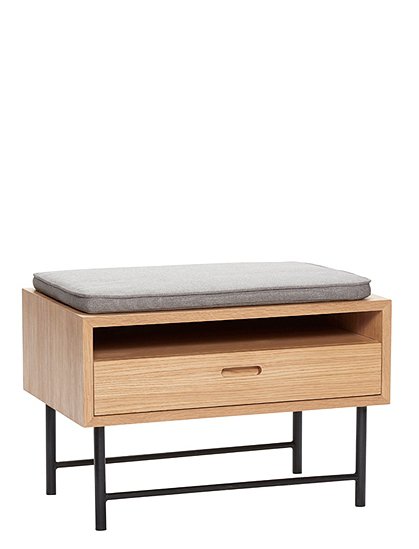 Bank mit Schublade von HÜBSCH Interior #haken#10&euro; Rabatt für Neukunden #haken#gepolsterte Sitzfläche #haken#minimalistisches Design #haken#jetzt shoppen