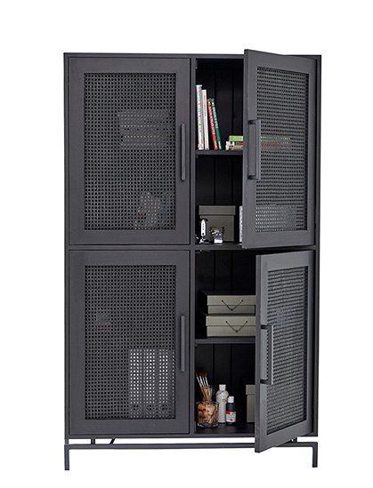 Schrank m Rattan schwarz Nr.691 1